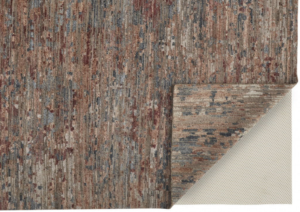 5' x 8' Wool Abstract Hand Knotted Area Rug - Red And Blue
