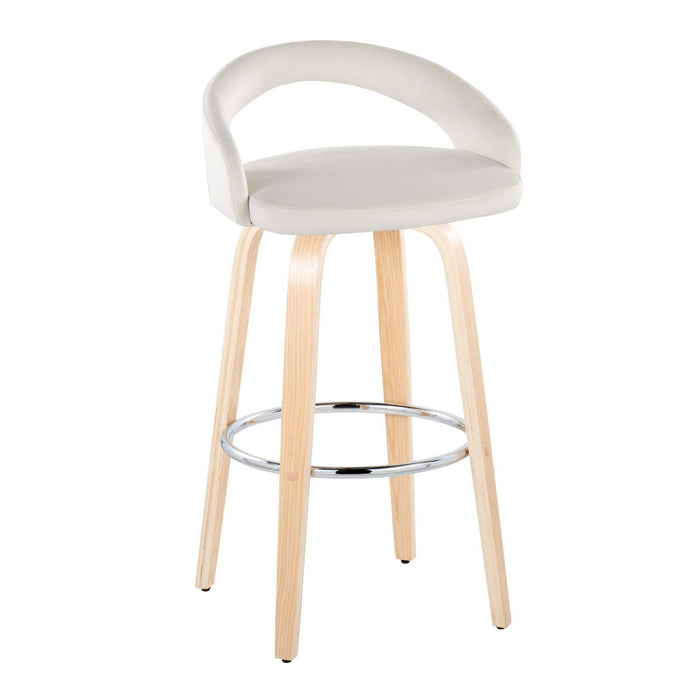 Grotto - Upholstered Fixed-Height Barstool (Set of 2) - Natural Wood