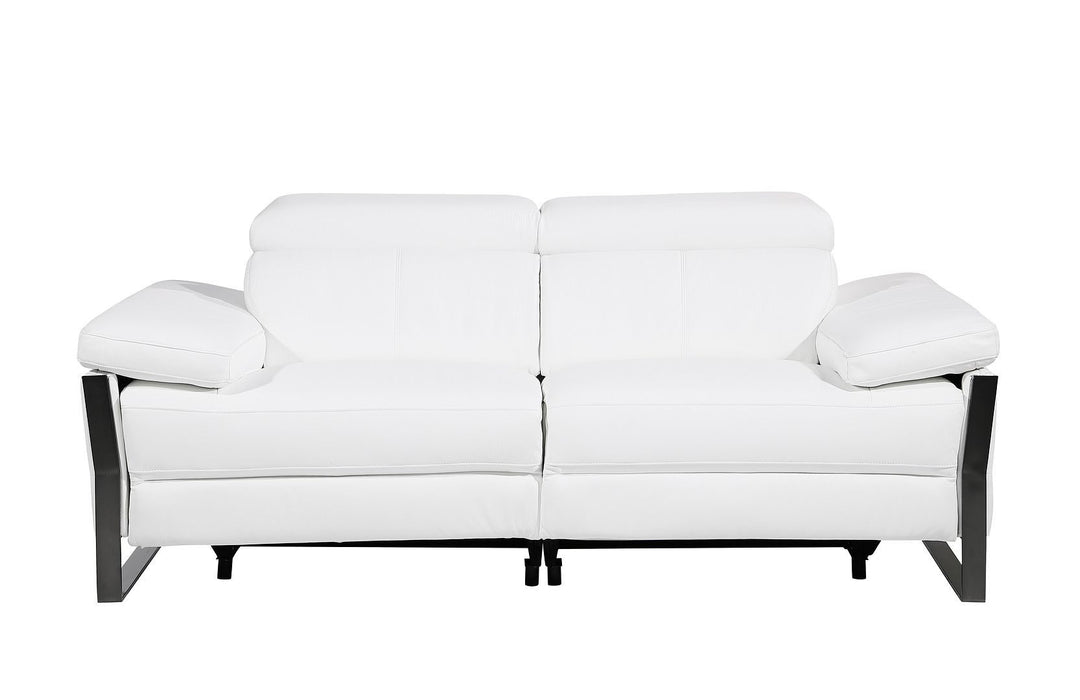 Italian Leather Power Reclining Loveseat (720502) - White / Black