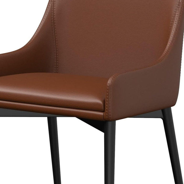 Upholstered Faux Leather Dining Side Chairs (Set of 2) - Chestnut / Black
