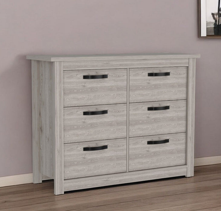 47" Six Drawer Double Dresser - Light Gray
