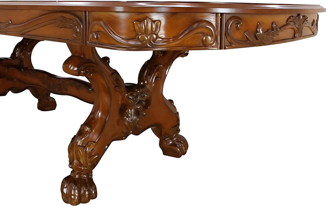 46" Free Form Solid Wood Double Pedestal Base Dining Table - Dark Brown
