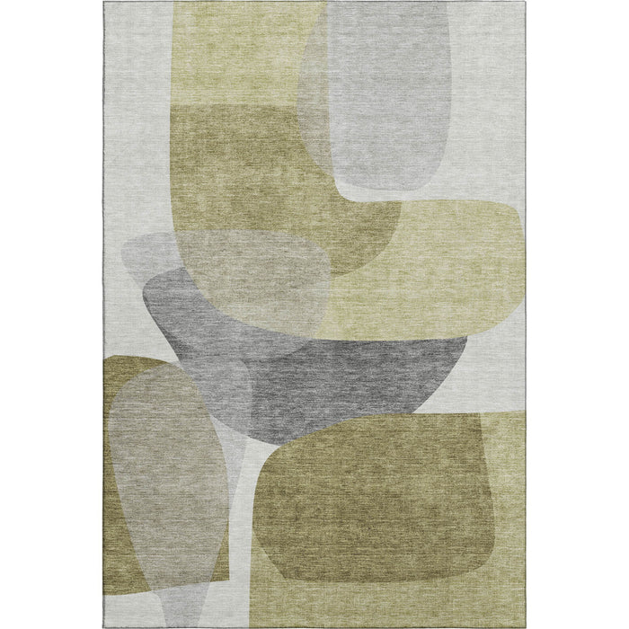 10' X 14' Abstract Washable Area Rug With UV Protection (718545) - Fern Green / Gray