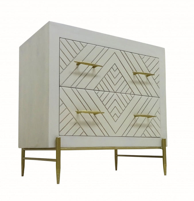 28" Two Drawer Nightstand - White