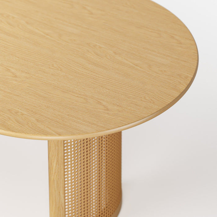 79" Solid Wood Mirrored Pedestal Base Oval Dining Table - Natural