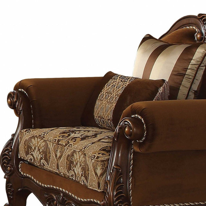Velvet Damask Club Chair - Brown