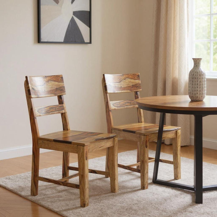 Ladder Back Dining Side Chairs (Set of 2) - Brown