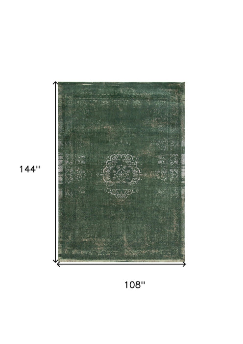 9' x 12' Medallion Non Skid Area Rug - Gray And Green