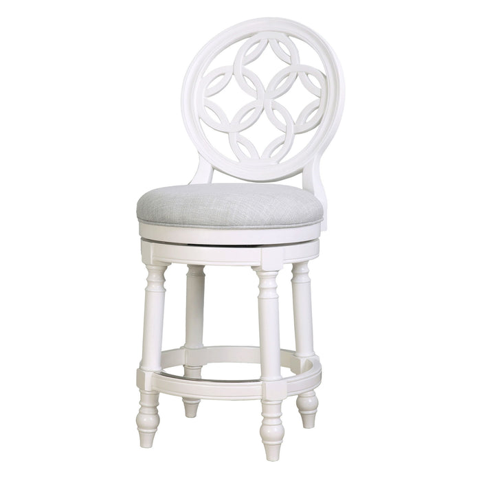 Fabric Solid Wood Counter Height Swivel Bar Chair - Gray / White