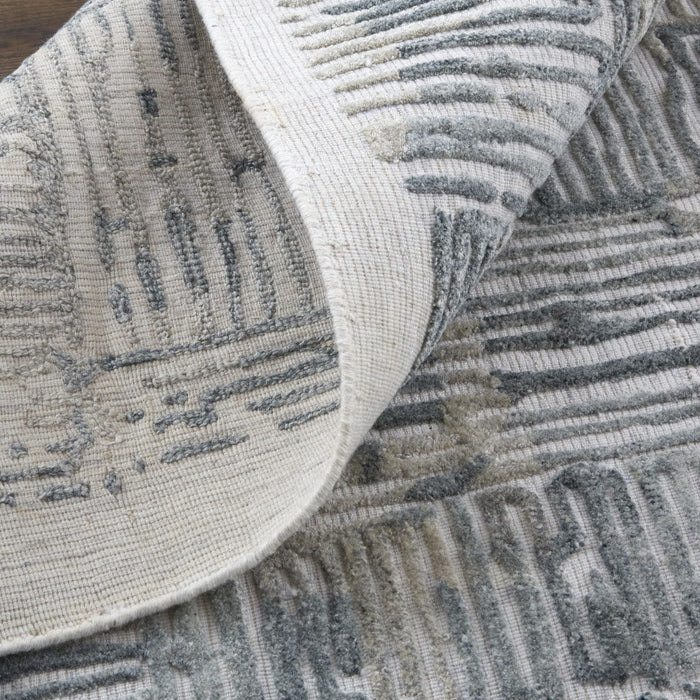 5' x 8' Abstract Hand Woven Area Rug - Green Blue And Ivory