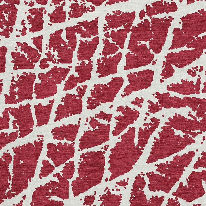 8' X 10' Abstract Washable Area Rug With UV Protection (646588) - Red / Ivory