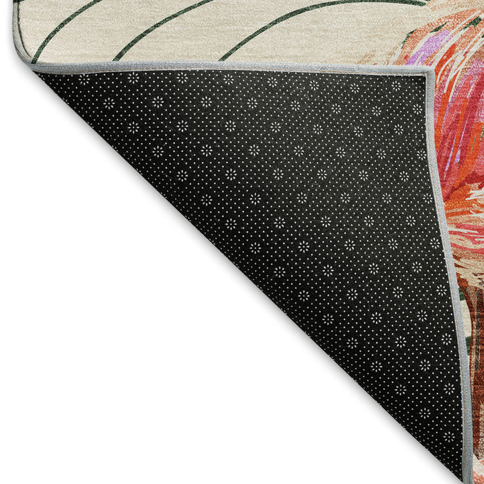 10' X 14' Geometric Washable Area Rug With UV Protection (646379) - Pink / Ivory / Green