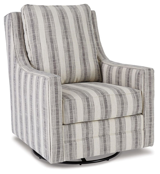 Signature Design by Ashley Kambria swivel glider accent chair with plush upholstery and modern design in a cozy living room setting.