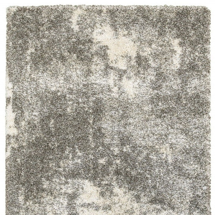10' x 13' Distressed Abstract Area Rug - Gray And Ivory