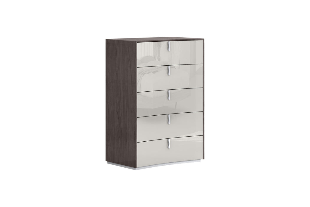31" Wood Five Drawer Gentlemens Chest - Brown / Beige