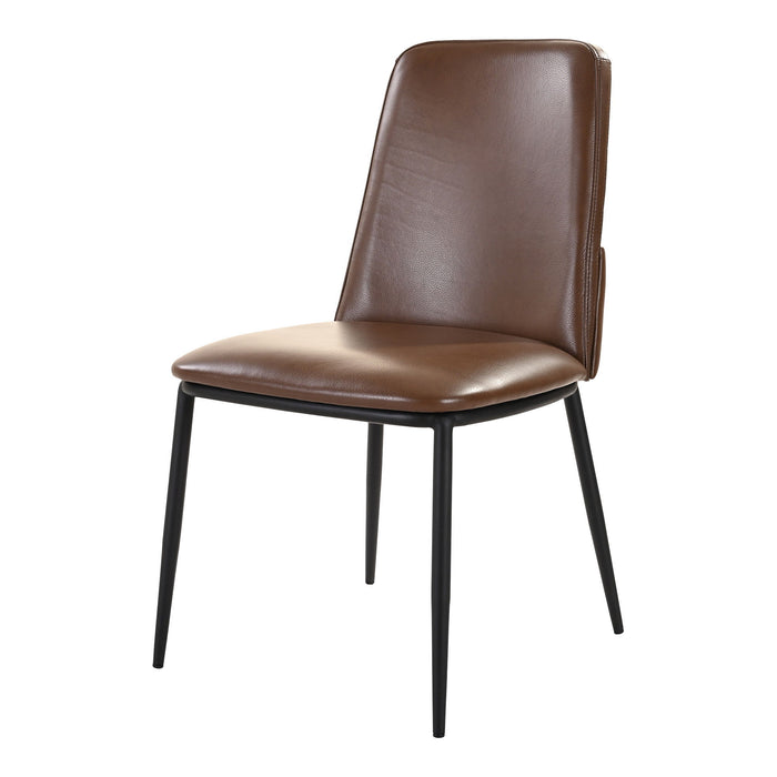 Upholstered Leather Dining Side Chairs (Set of 2) - Brown / Black