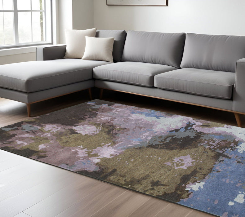 8' X 10' Abstract Hand Tufted Area Rug - Blue And Purple