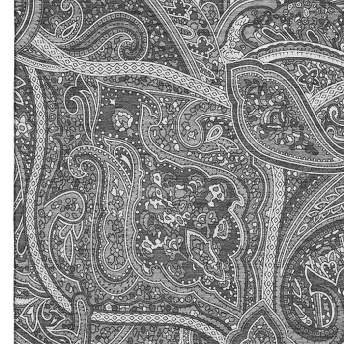 10' X 14' Paisley Washable Area Rug With UV Protection (652653) - Gray / Ivory
