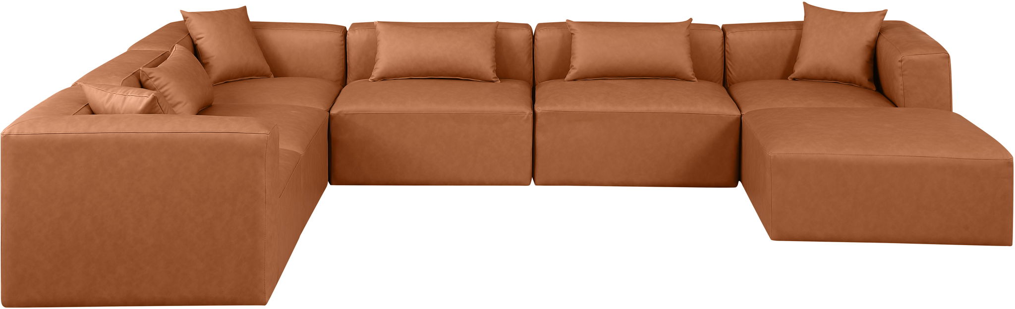 Cube - 7 Piece Modular Sectional - Cognac