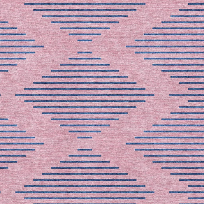 10' X 14' Geometric Washable Area Rug With UV Protection (679846) - Pink / Navy Blue