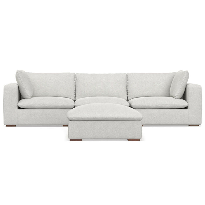 2 Piece Living Room Set Fabric Sofa & Ottoman With Brown Legs - Gray