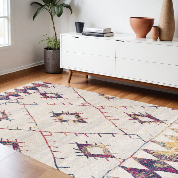 9' x 12' Damask Area Rug - Cream