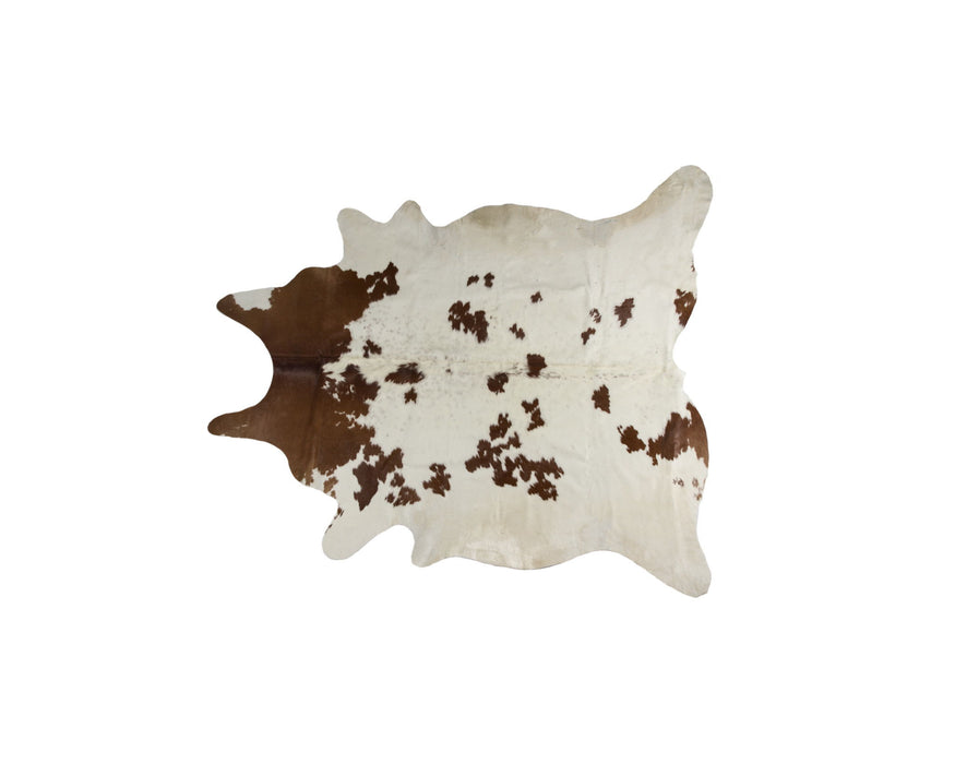 5' x 7' Hand Knotted Cowhide Area Rug - Brown And White