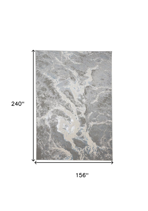13' x 20' Abstract Polyester Area Rug - Gray And Ivory