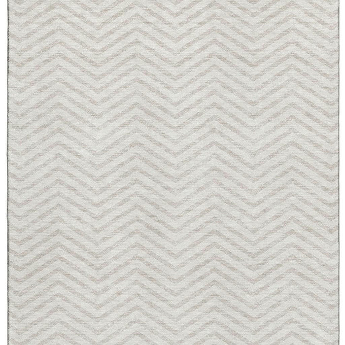 10' X 14' Chevron Washable Area Rug With UV Protection (674257) - Ivory / Beige