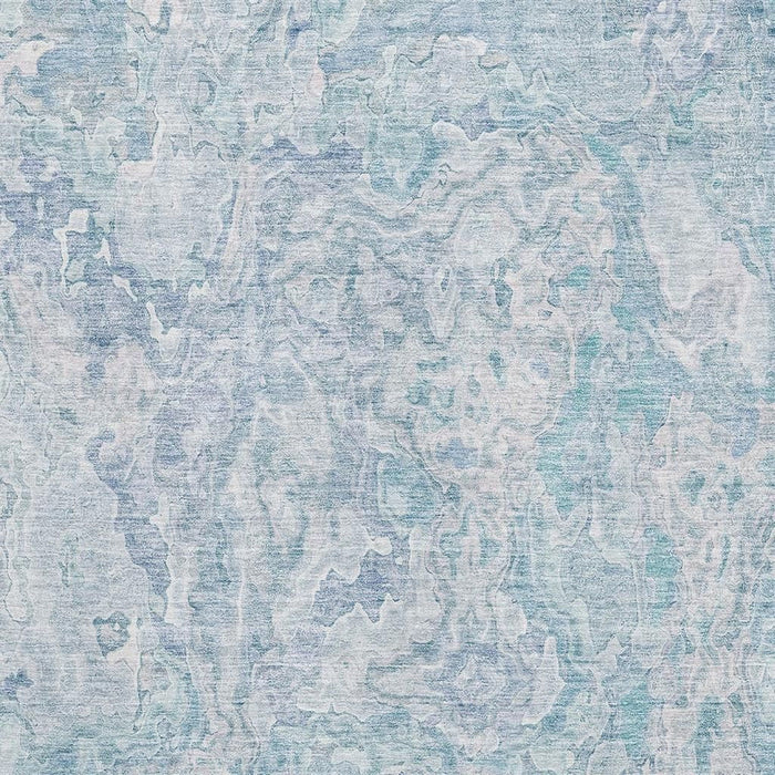 10' X 14' Abstract Washable Area Rug With UV Protection - Sky Blue And Ivory