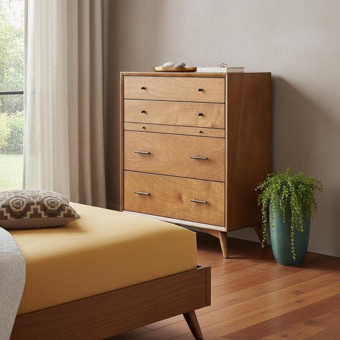 Solid Wooden 4 Drawer Chest - Brown