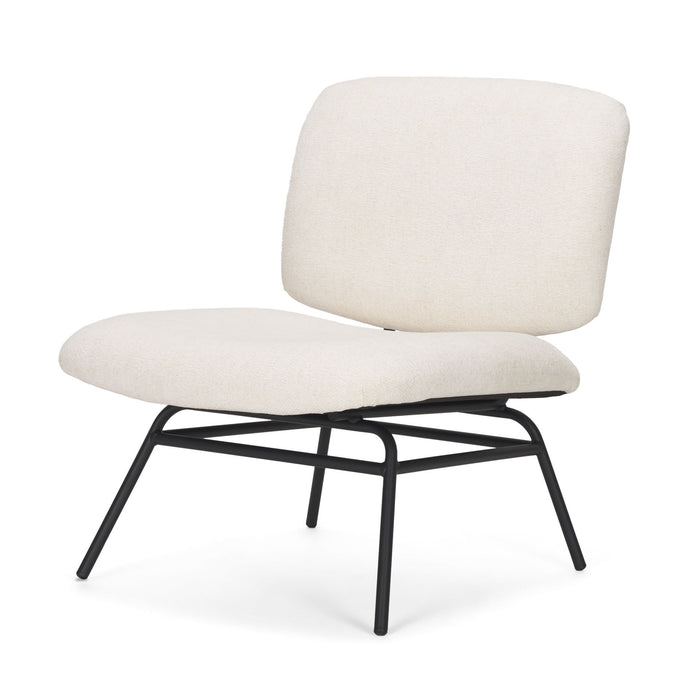 Chenille Metal Slipper Chair - Cream / Black