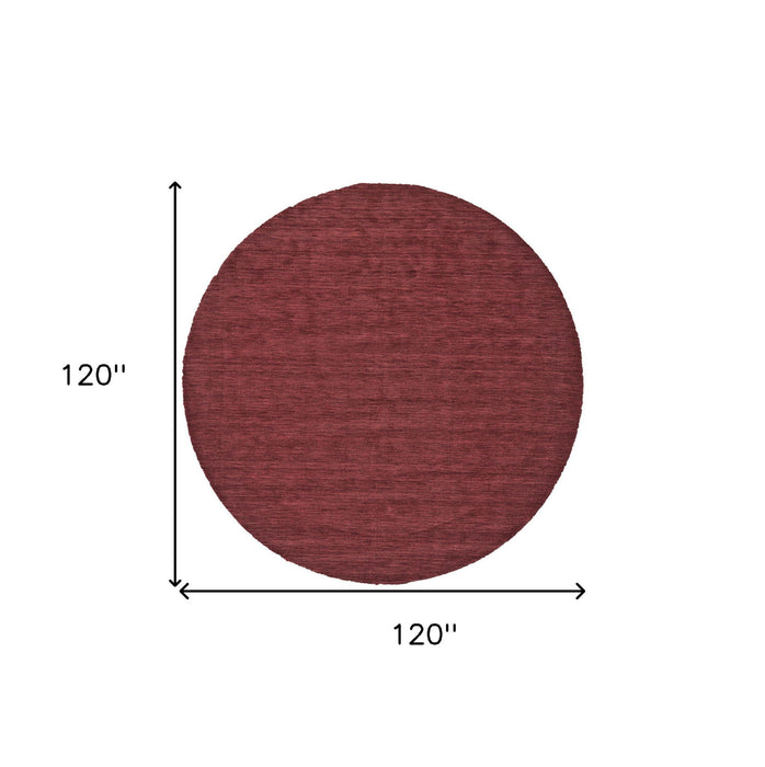 10' Round Wool Hand Woven Area Rug - Red