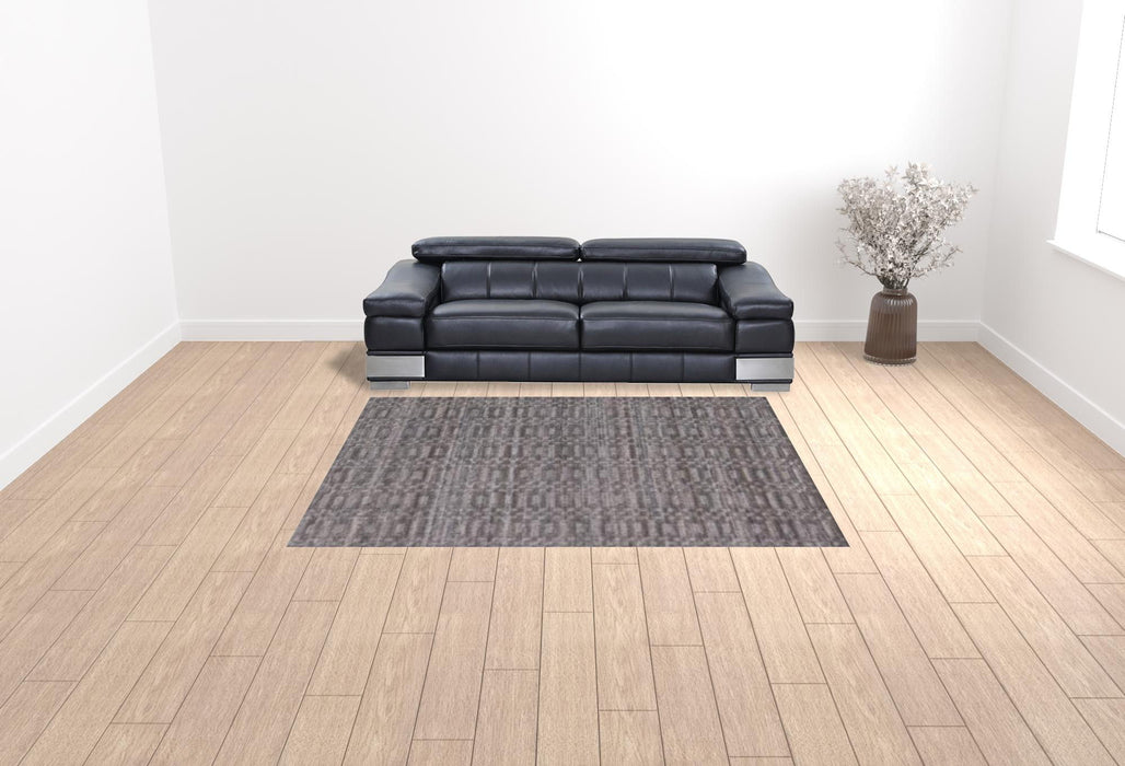 8' x 10' Hand Loomed Area Rug - Charcoal And Rust