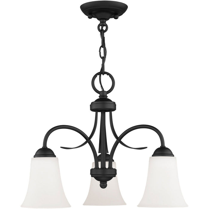 15" Three Light Dimmable Chandelier With Shades - Black