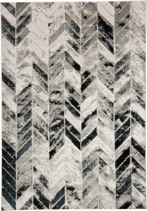 10' x 13' Geometric Stain Resistant Area Rug - Black Gray And Silver