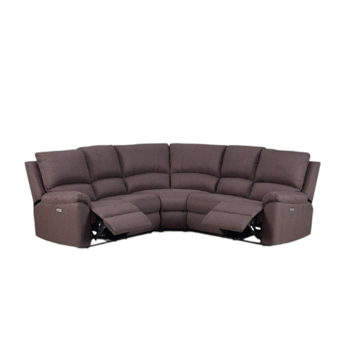 Polyester Blend Power Reclining U Shaped Three Piece Corner Sectional - Brown