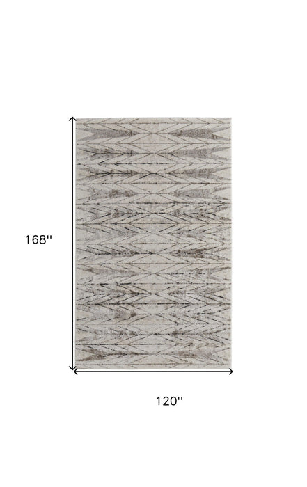 10' x 14' Geometric Power Loom Area Rug - Ivory And Brown