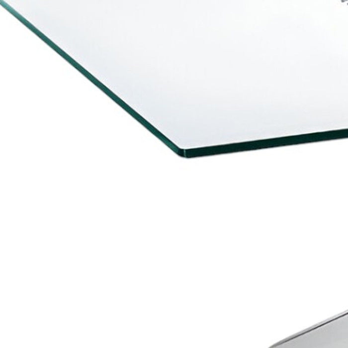 47" Glass And Steel Coffee Table - Clear And Silver