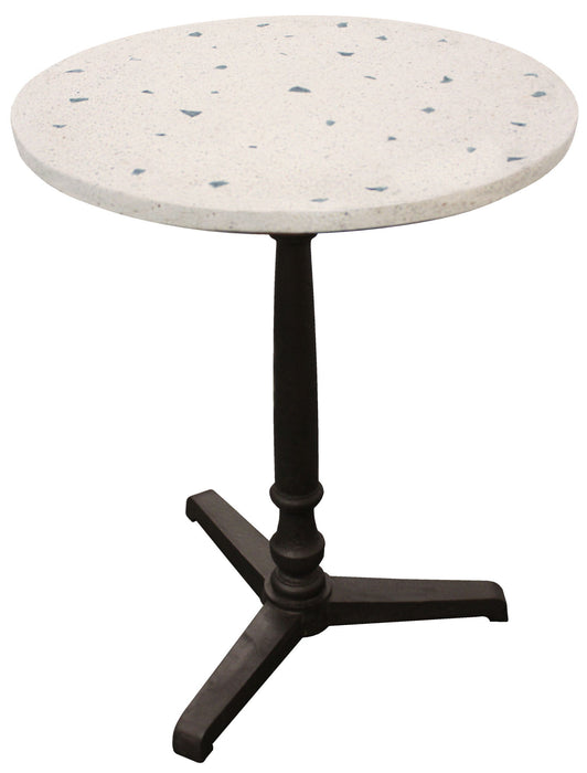 Stone Iron Pedestal Base Round Top Dining Table - Ivory / Brown