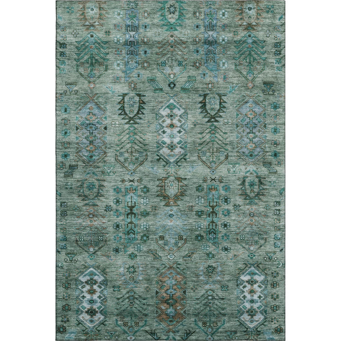 10' X 14' Southwestern Washable Area Rug With UV Protection (716461) - Green / Teal