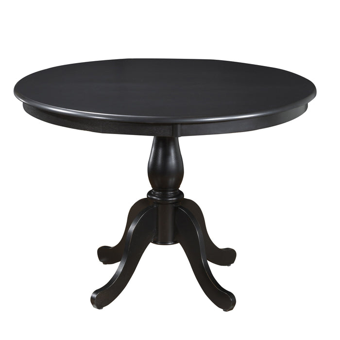 42" Rounded Solid Manufactured Wood And Solid Wood Pedestal Base Dining Table - Black
