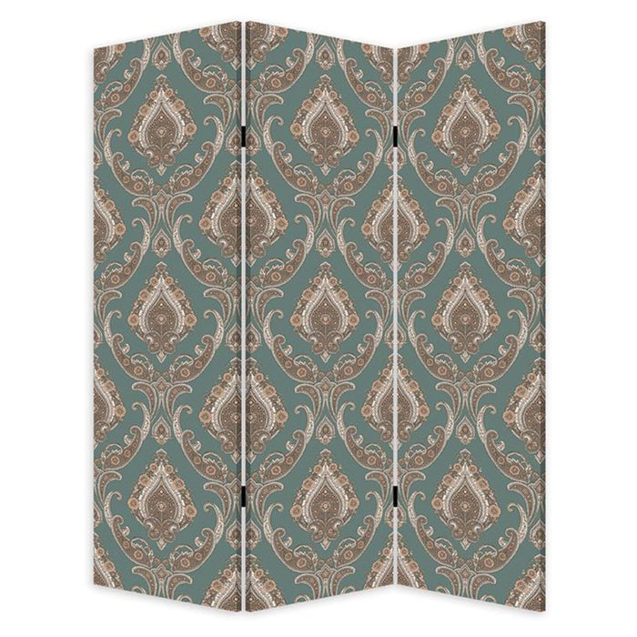 Vintage Baroque Three Panel Room Divider Screen - Green