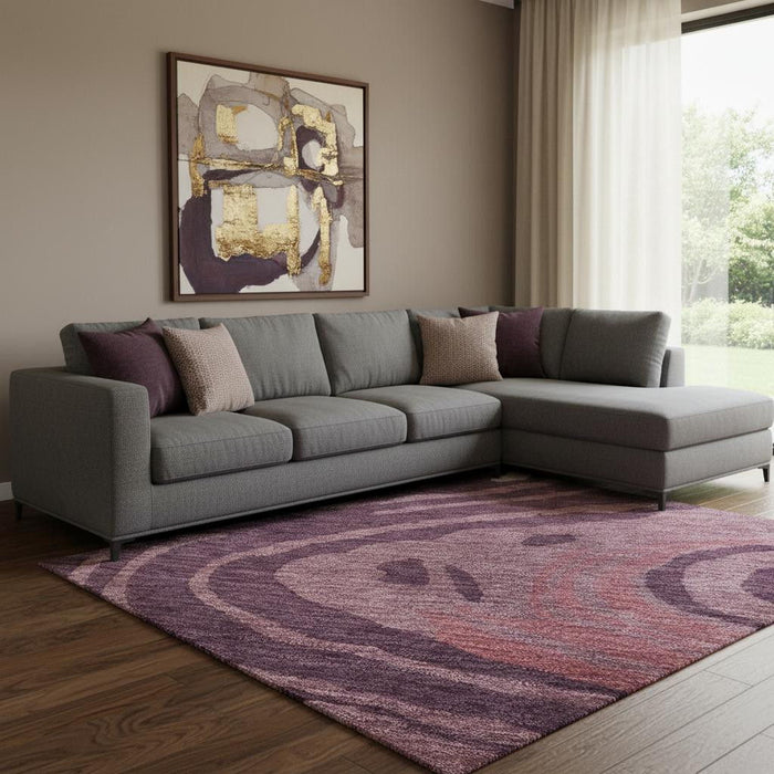 10' X 14' Abstract Washable Area Rug With UV Protection (682415) - Burgundy / Ivory / Blush