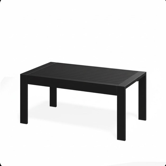 Giga all-weather outdoor coffee table with wood-look top, durable design, perfect for patio or garden seating areas