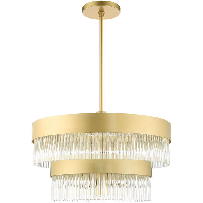 Seven Light Dimmable Chandelier With Shades - Gold