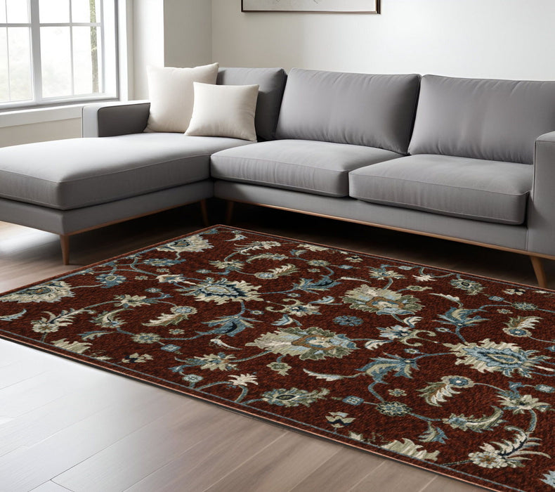10' X 13' Oriental Area Rug With Fringe - Red And Teal
