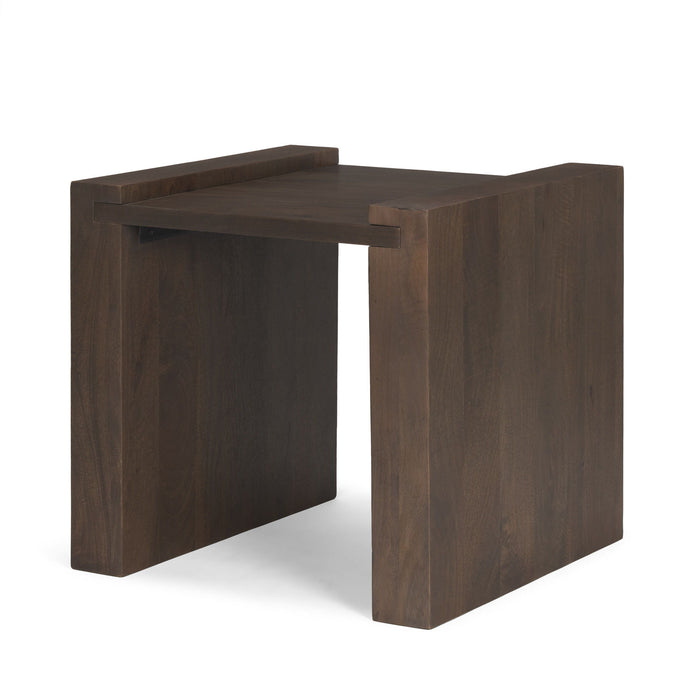 Solid Wood Square Sled End Table - Dark Brown