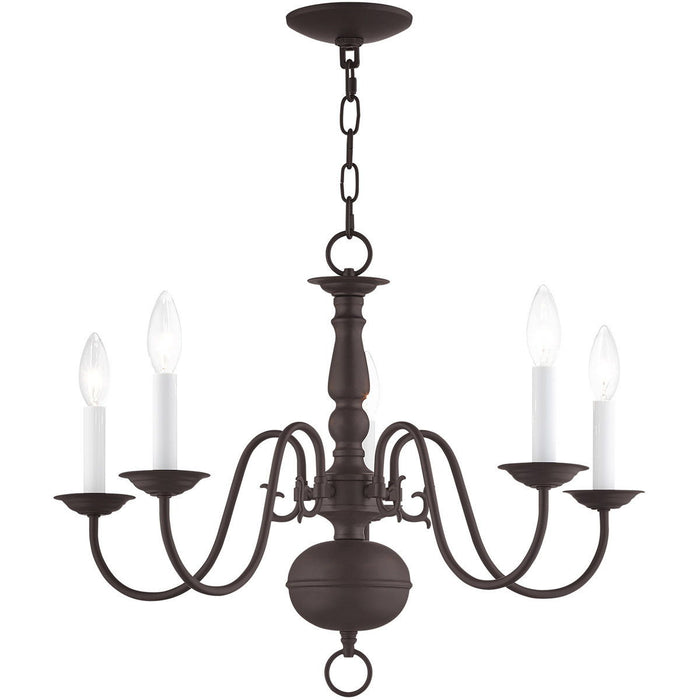 18'' Five Light Dimmable Chandelier With Shades - Bronze