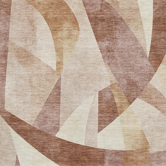 10' X 14' Abstract Geometric Washable Area Rug With UV Protection (705275) - Rust / Copper / Wheat